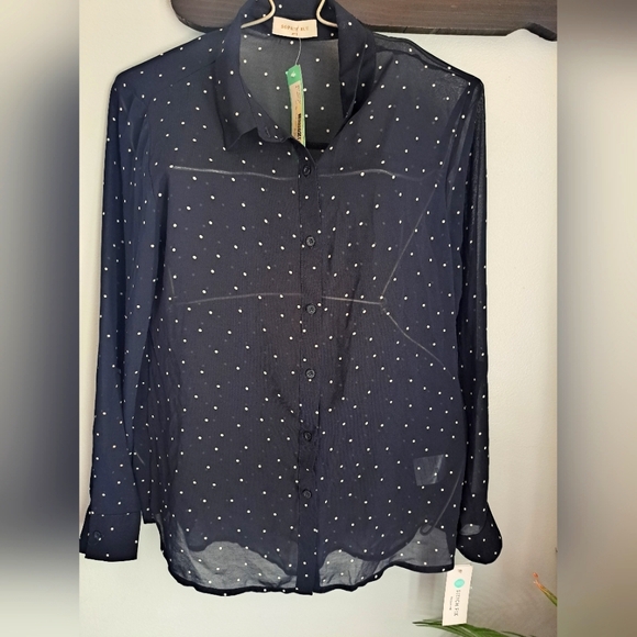 Sophie Rue Sheer Blouse Buttons, Polka Dots Sz Small #New - Picture 7 of 7